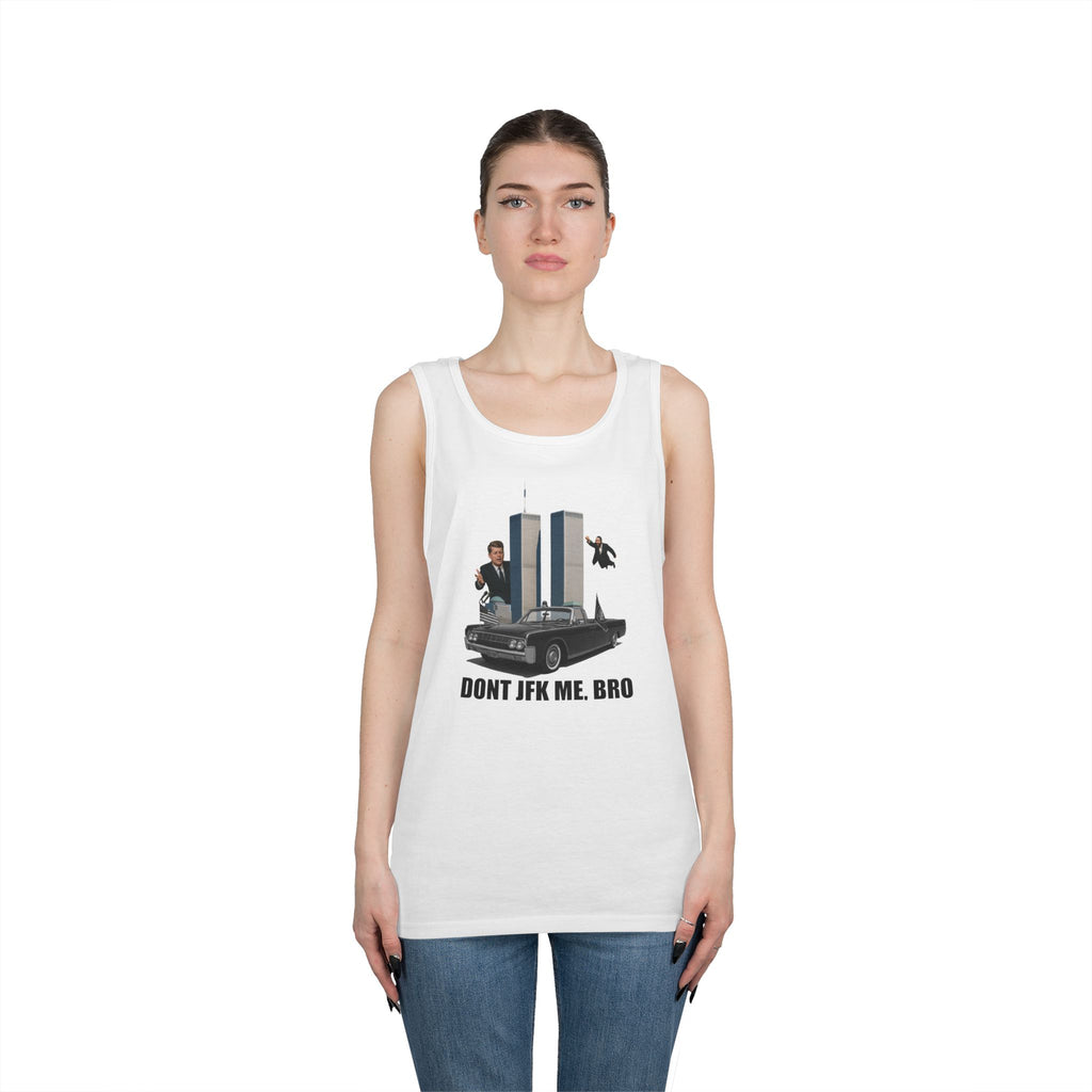 Men's Softstyle Tank Top - "DON'T JFK ME, BRO" - Casual Summer Graphic Tee for Him