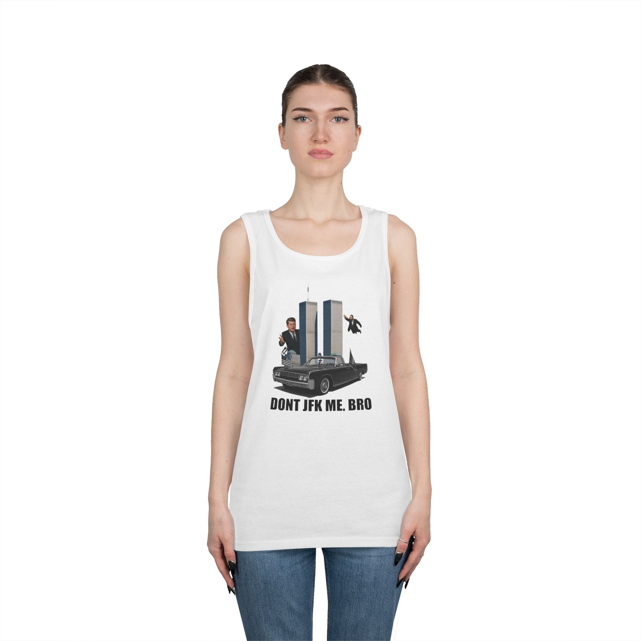 Men's Softstyle Tank Top - "DON'T JFK ME, BRO" - Casual Summer Graphic Tee for Him
