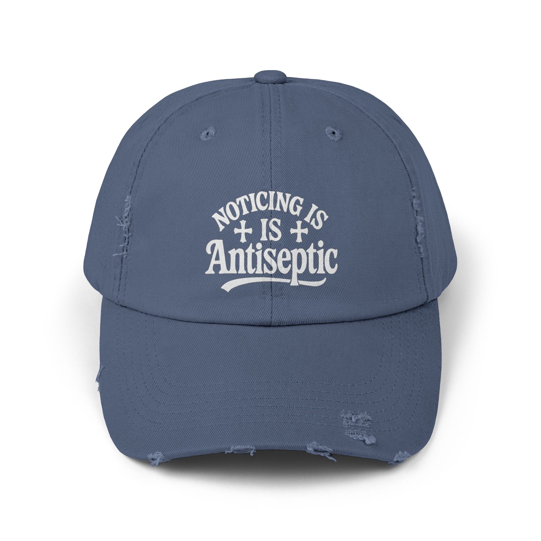 'Noticing Is Antiseptic' #002 Distressed Black Cap - TGL Staple Hat