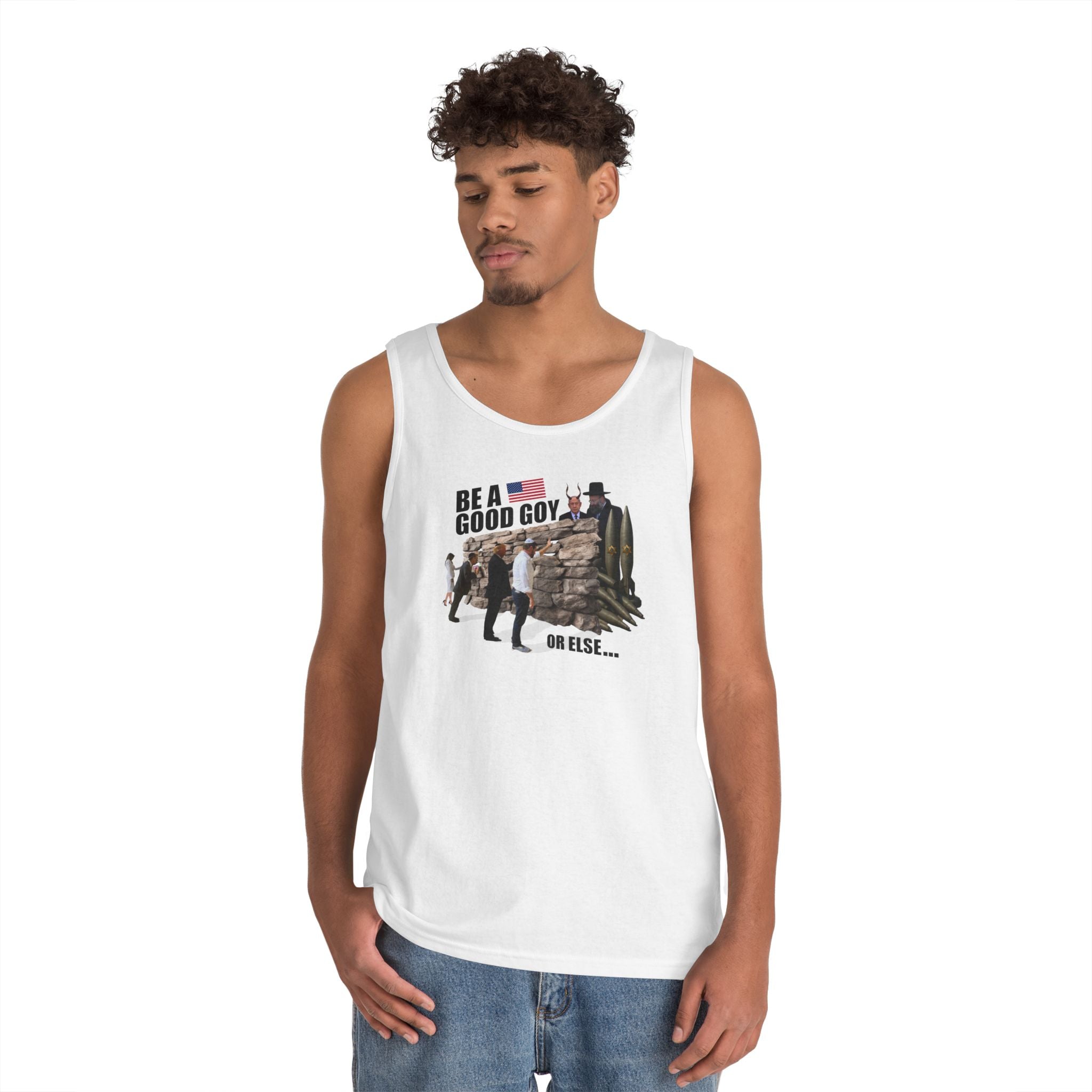 Men's Softstyle Tank Top - "Be A Good Goy" #0001 - Casual Summer Shirt, Gym Graphic Tee, Gift for him, Beachwear, Humor Apparel