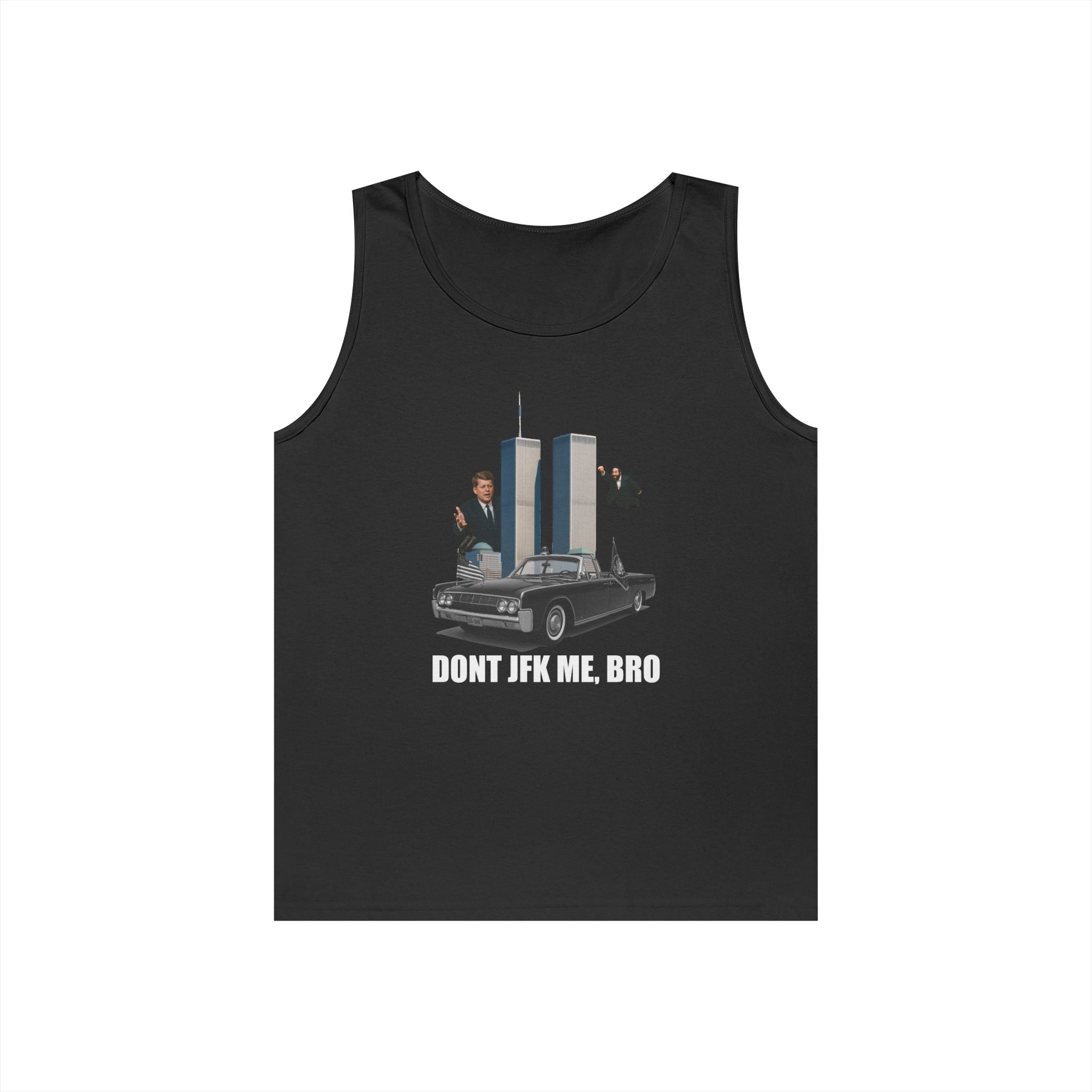 Men's Softstyle Tank Top - "DON'T JFK ME, BRO" - Casual Summer Graphic Tee for Him