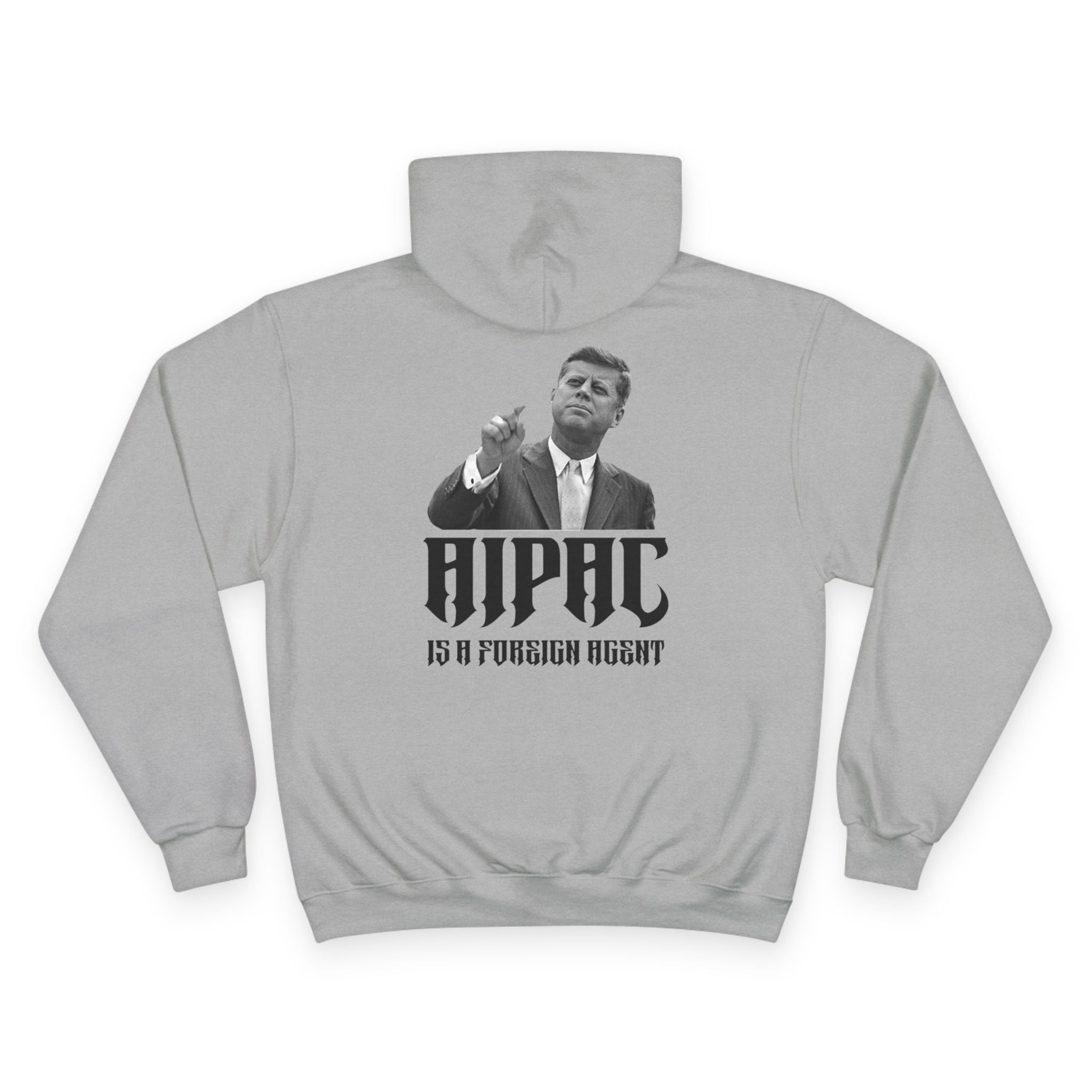 Champion Hoodie Collab: "AIPAC is a foreign agent" JFK Hoodie Unisex - Heavyweight