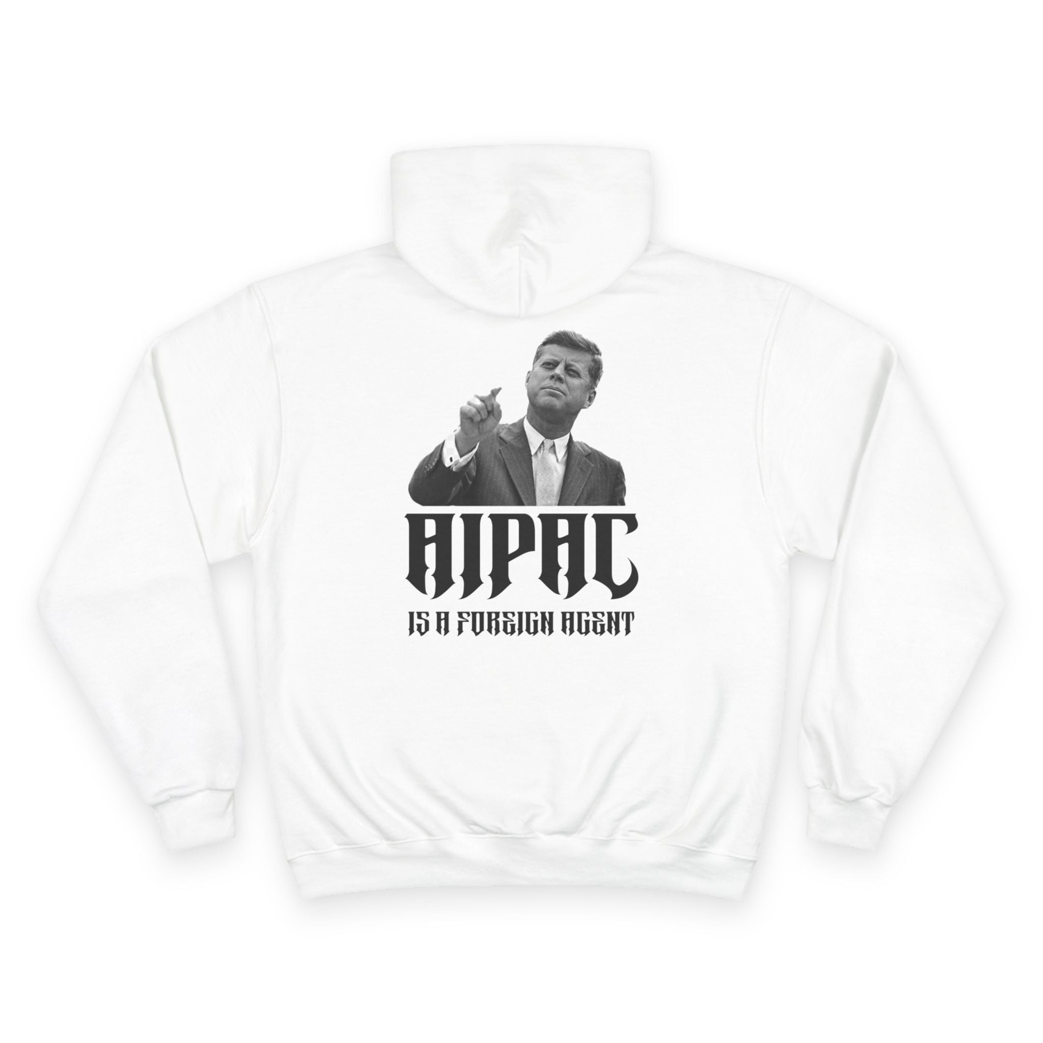 Champion Hoodie Collab: "AIPAC is a foreign agent" JFK Hoodie Unisex - Heavyweight
