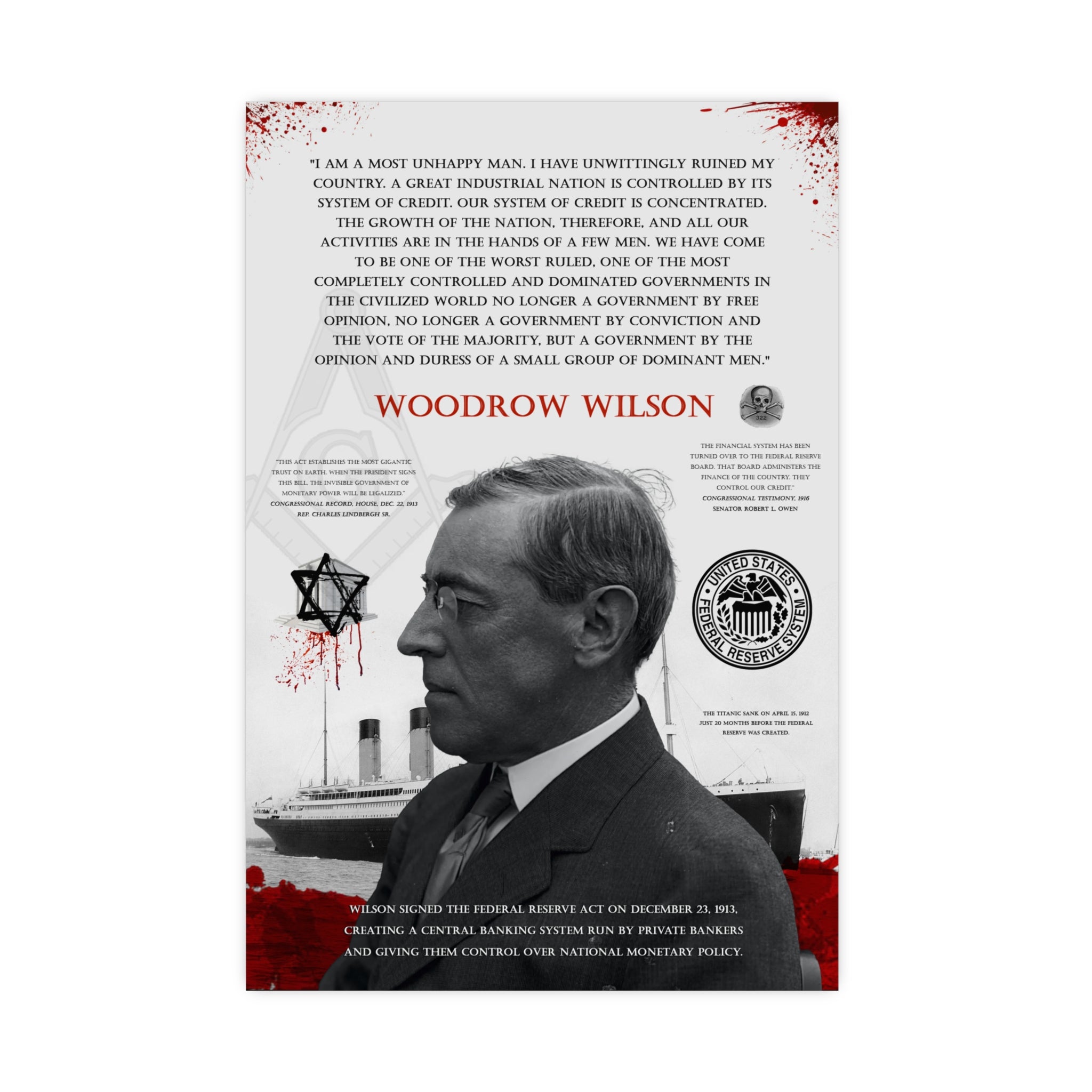 REAL HISTORY #0001 - Woodrow Wilson "Federal Reserve Regret", Federal Reserve, Real History Artwork