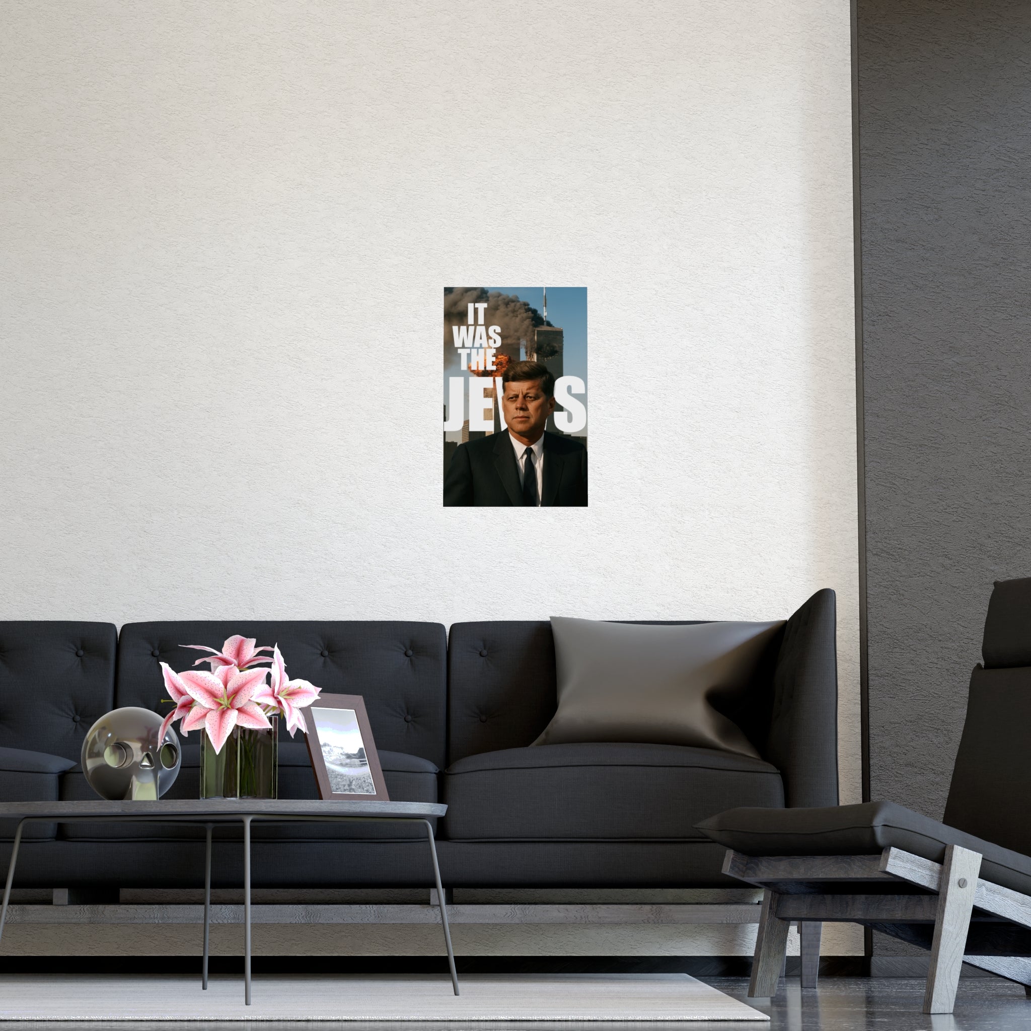 JFK 9/11 Wall Poster "IT WAS THE J*WS", JFK Artwork, Unique Home Decor, Statement Wall Art, Office Inspiration