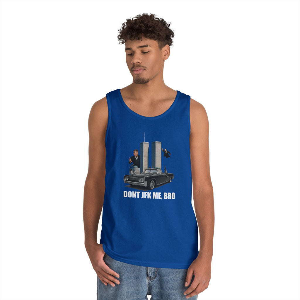 Men's Softstyle Tank Top - "DON'T JFK ME, BRO" - Casual Summer Graphic Tee for Him