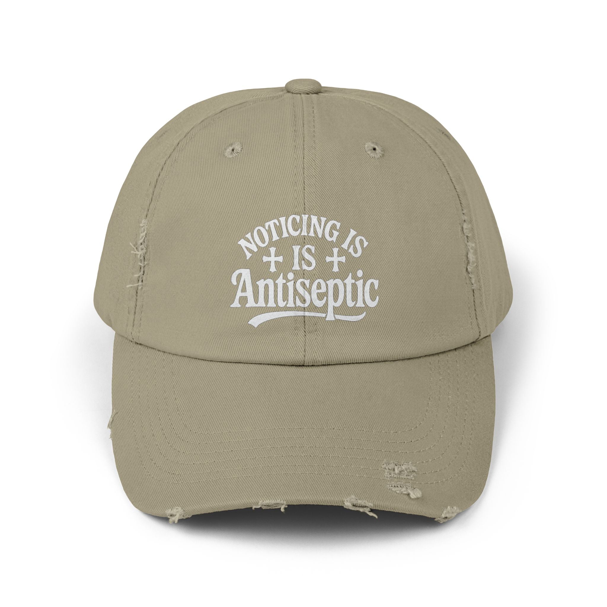 'Noticing Is Antiseptic' #002 Distressed Black Cap - TGL Staple Hat