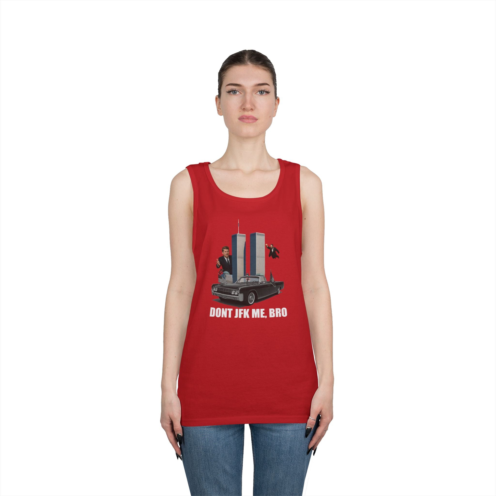 Men's Softstyle Tank Top - "DON'T JFK ME, BRO" - Casual Summer Graphic Tee for Him