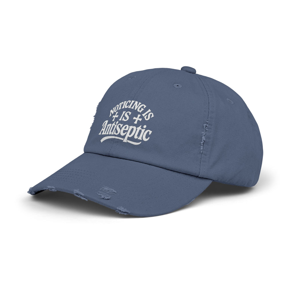 'Noticing Is Antiseptic' #002 Distressed Black Cap - TGL Staple Hat