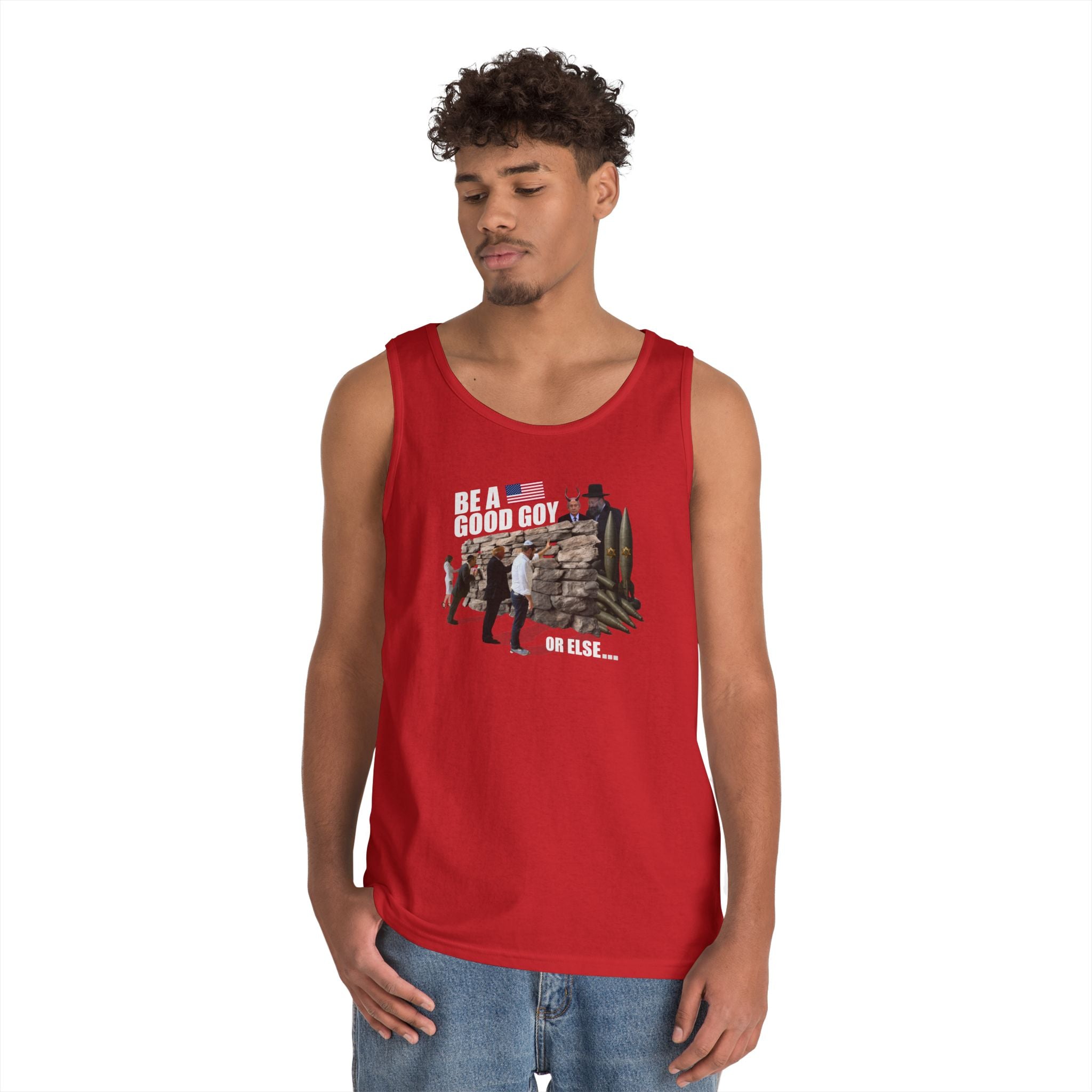 Men's Softstyle Tank Top - "Be A Good Goy" #0001 - Casual Summer Shirt, Gym Graphic Tee, Gift for him, Beachwear, Humor Apparel