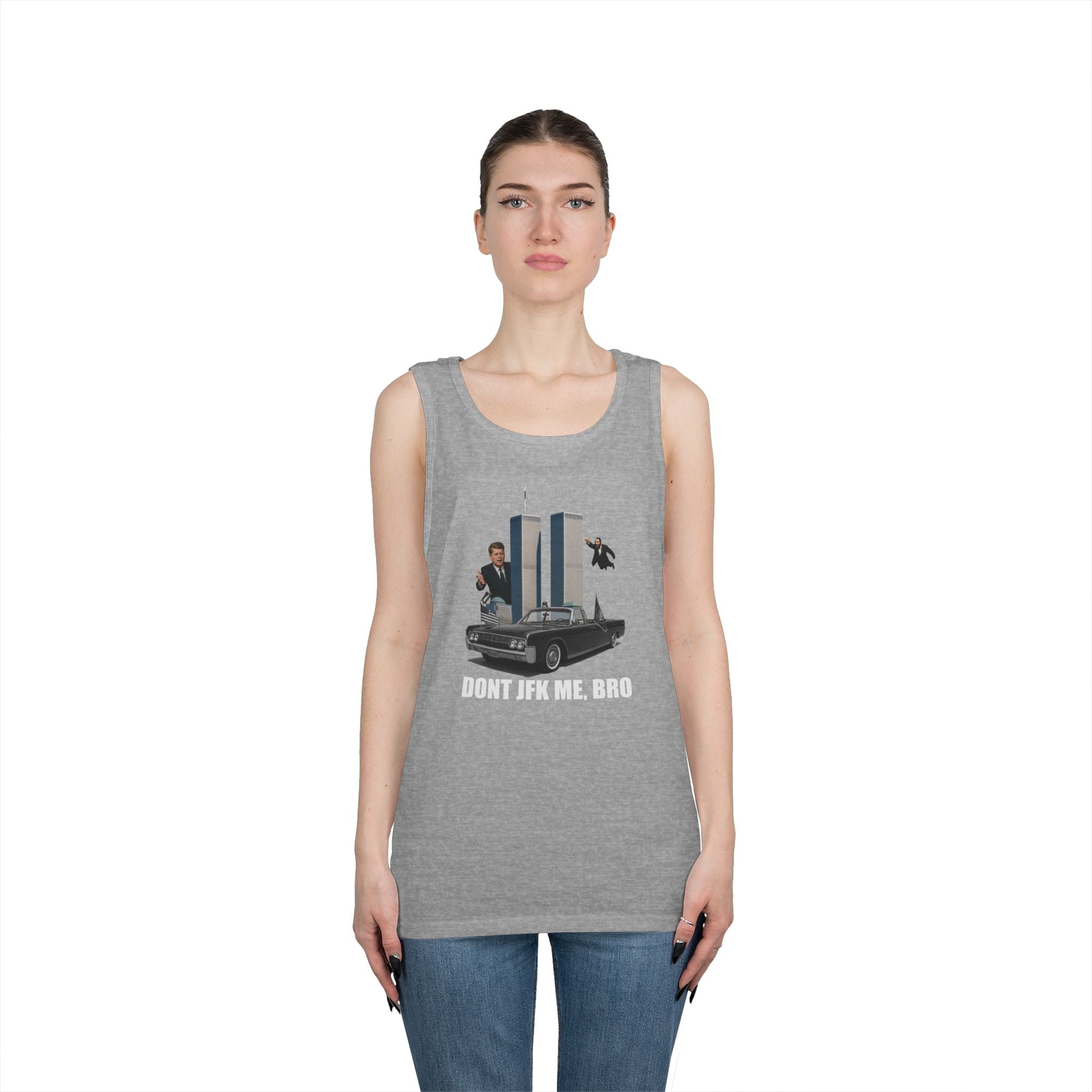 Men's Softstyle Tank Top - "DON'T JFK ME, BRO" - Casual Summer Graphic Tee for Him