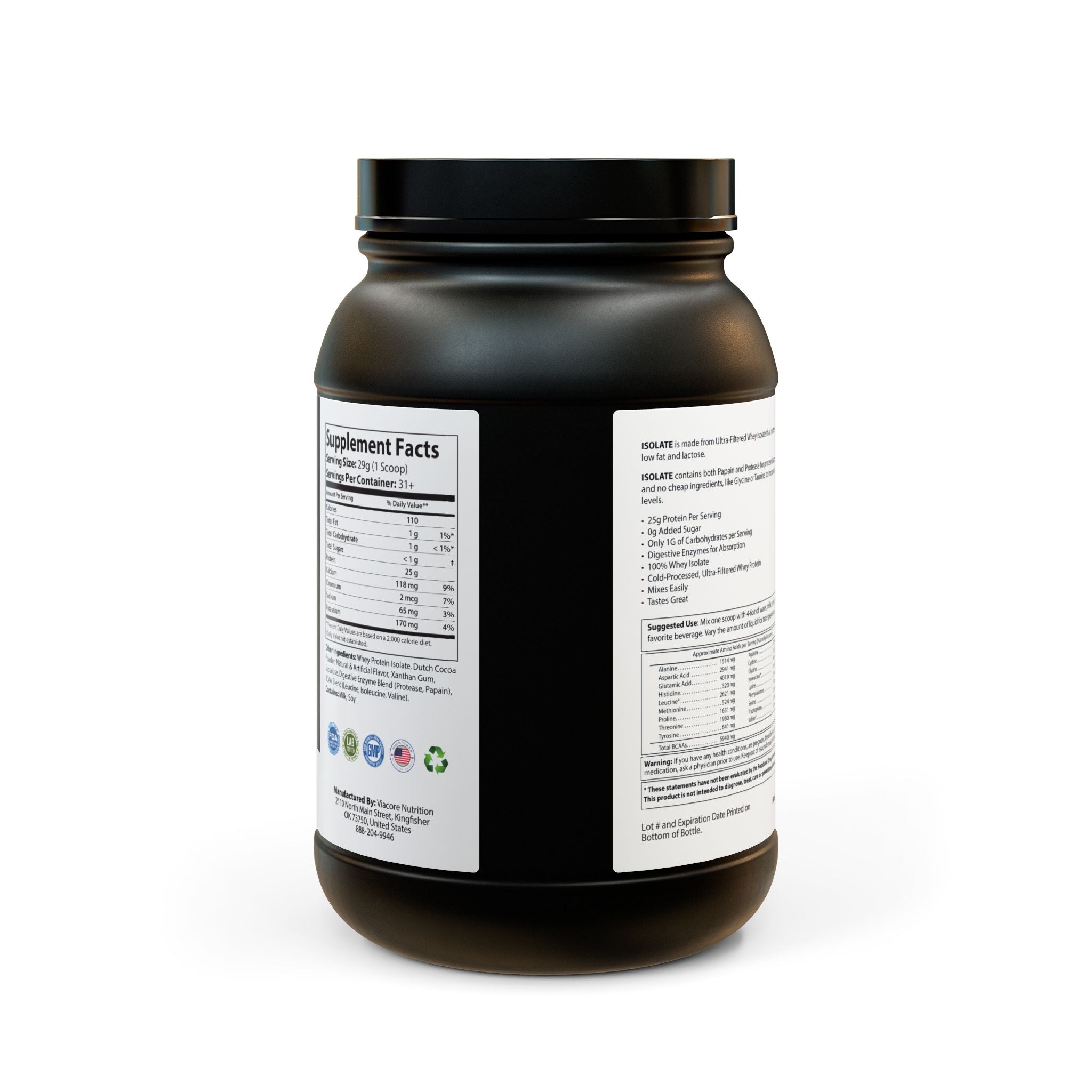 Whey Isolate Protein Powder (907g, 2lb) *GRAS-FED BULKING*