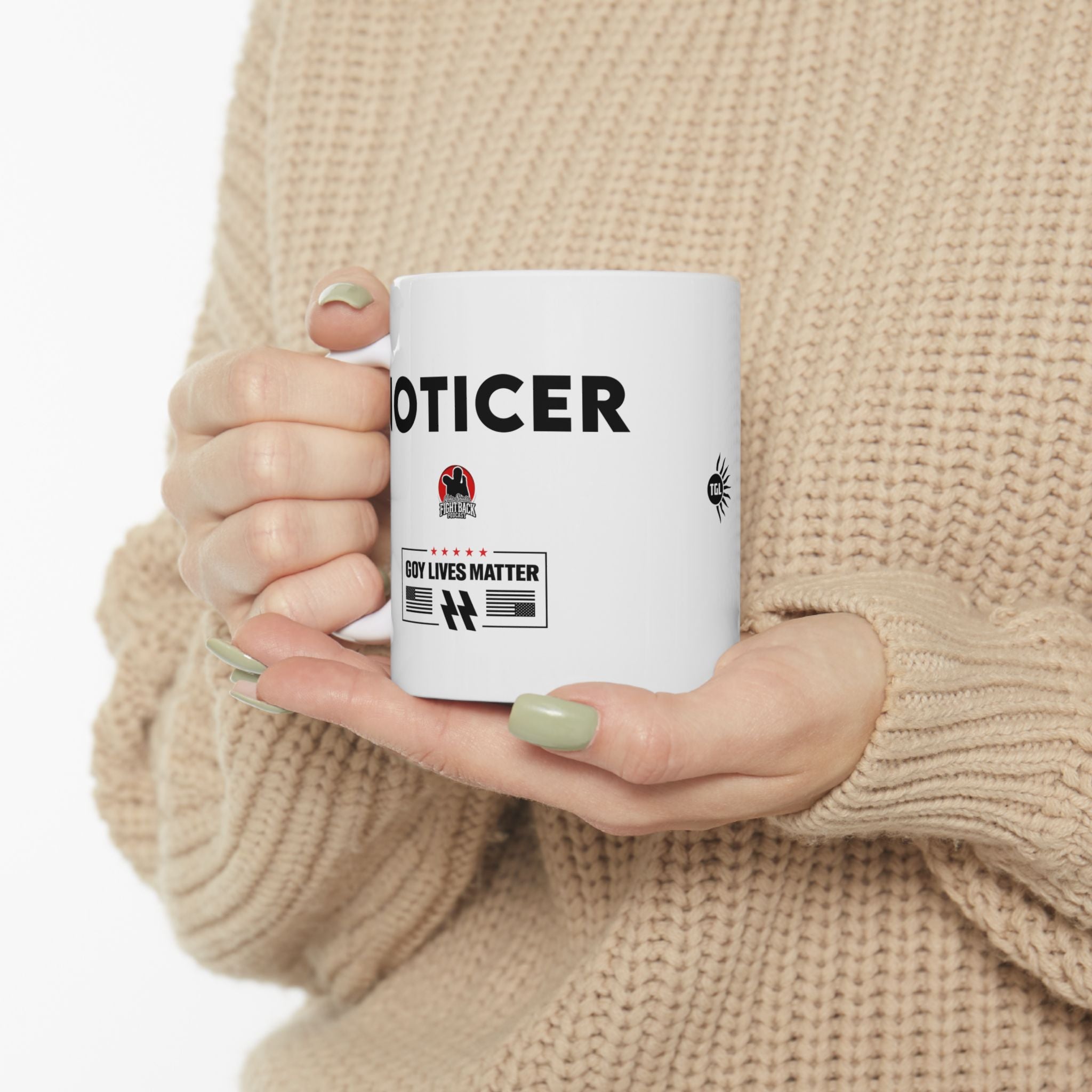 #0003 Noticer Mug - "Noticer" FCK ISRL Ceramic Coffee Cup (11oz, 15oz)