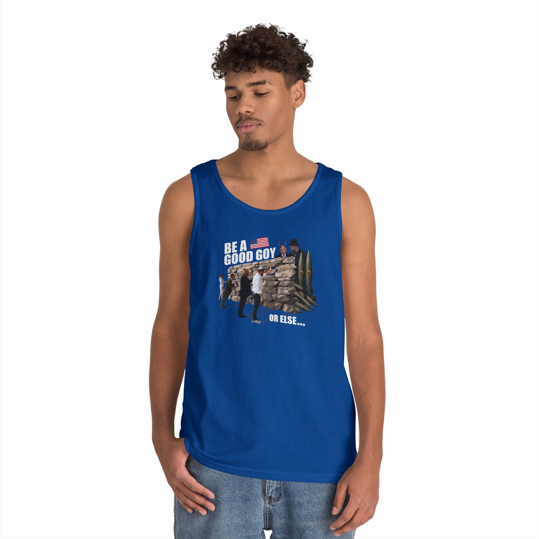 Men's Softstyle Tank Top - "Be A Good Goy" #0001 - Casual Summer Shirt, Gym Graphic Tee, Gift for him, Beachwear, Humor Apparel