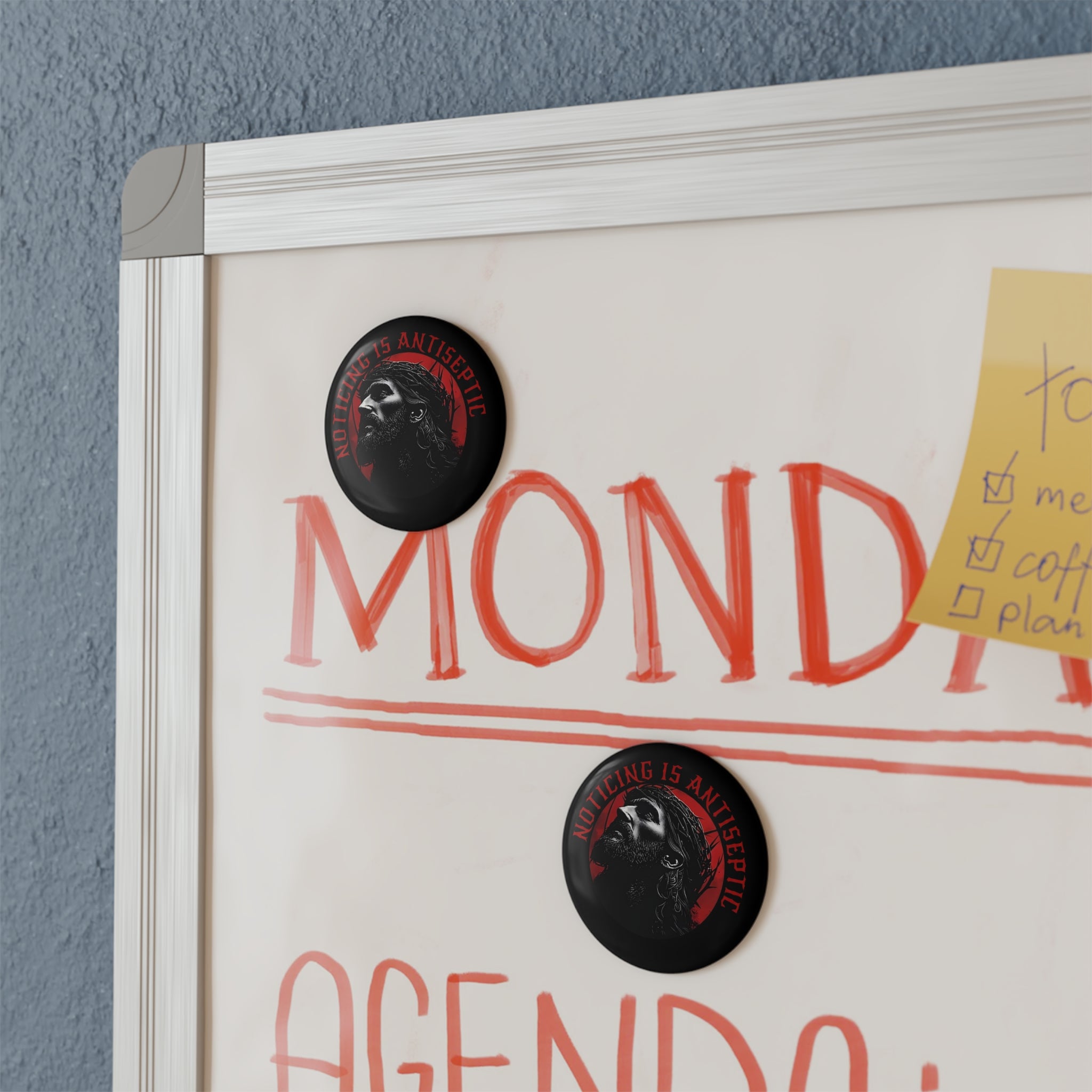 Christ Is King - "Noticing Is Antiseptic" Button Magnet, Round Magnet, Christian Decor, Motivational Gift, Wall Art Magnet, Home Office Decor, Religious Magnet