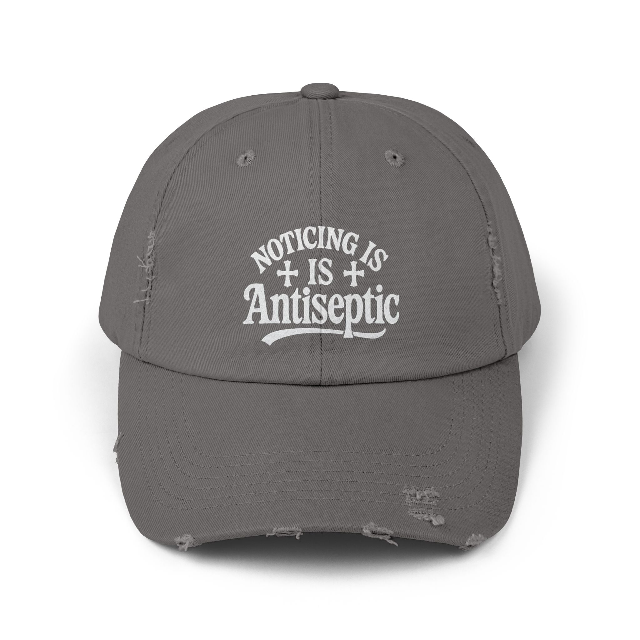'Noticing Is Antiseptic' #002 Distressed Black Cap - TGL Staple Hat