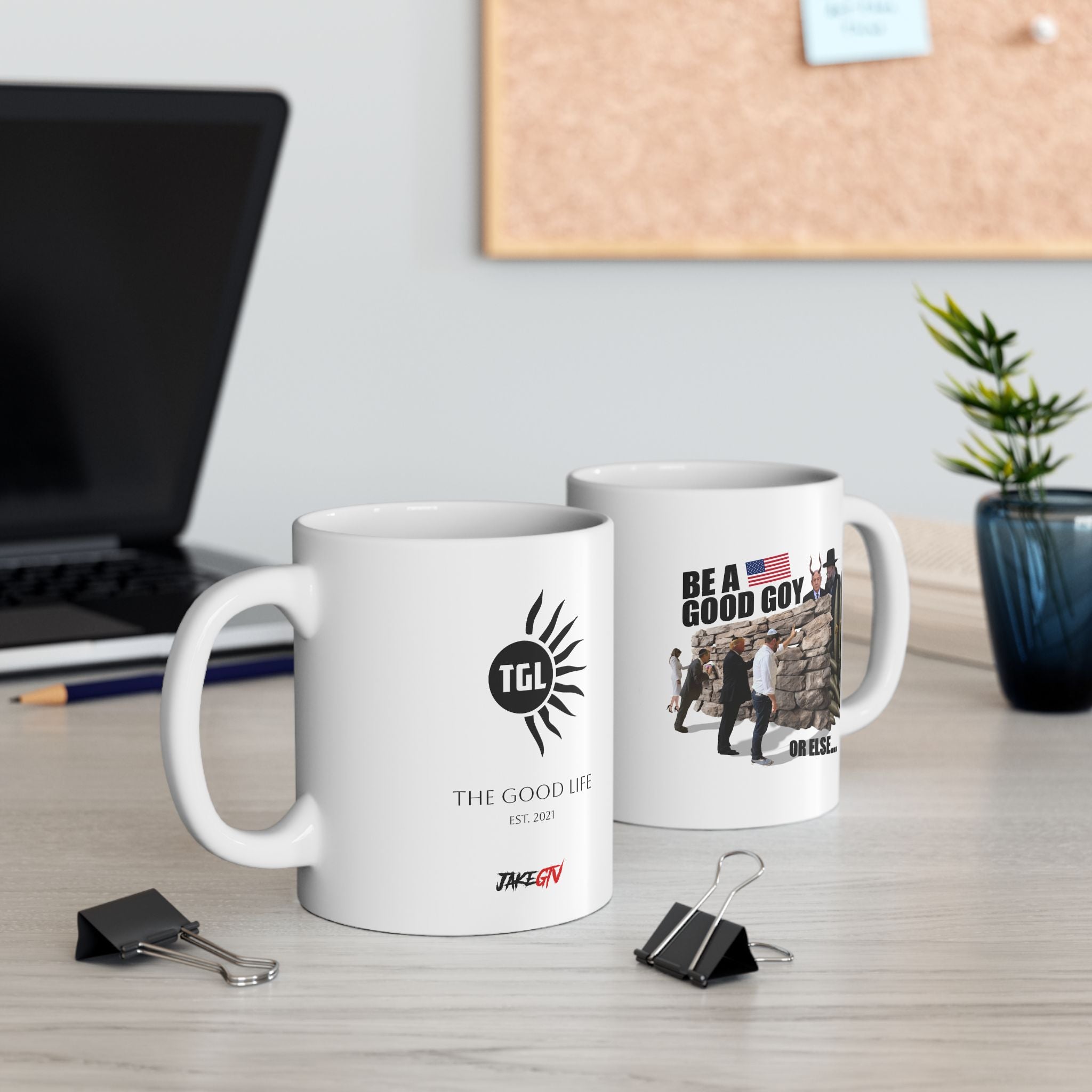 #0002 Noticer Mug - "Be A Good Goy Or Else" Humping Wall Ceramic Coffee Cup (11oz, 15oz)