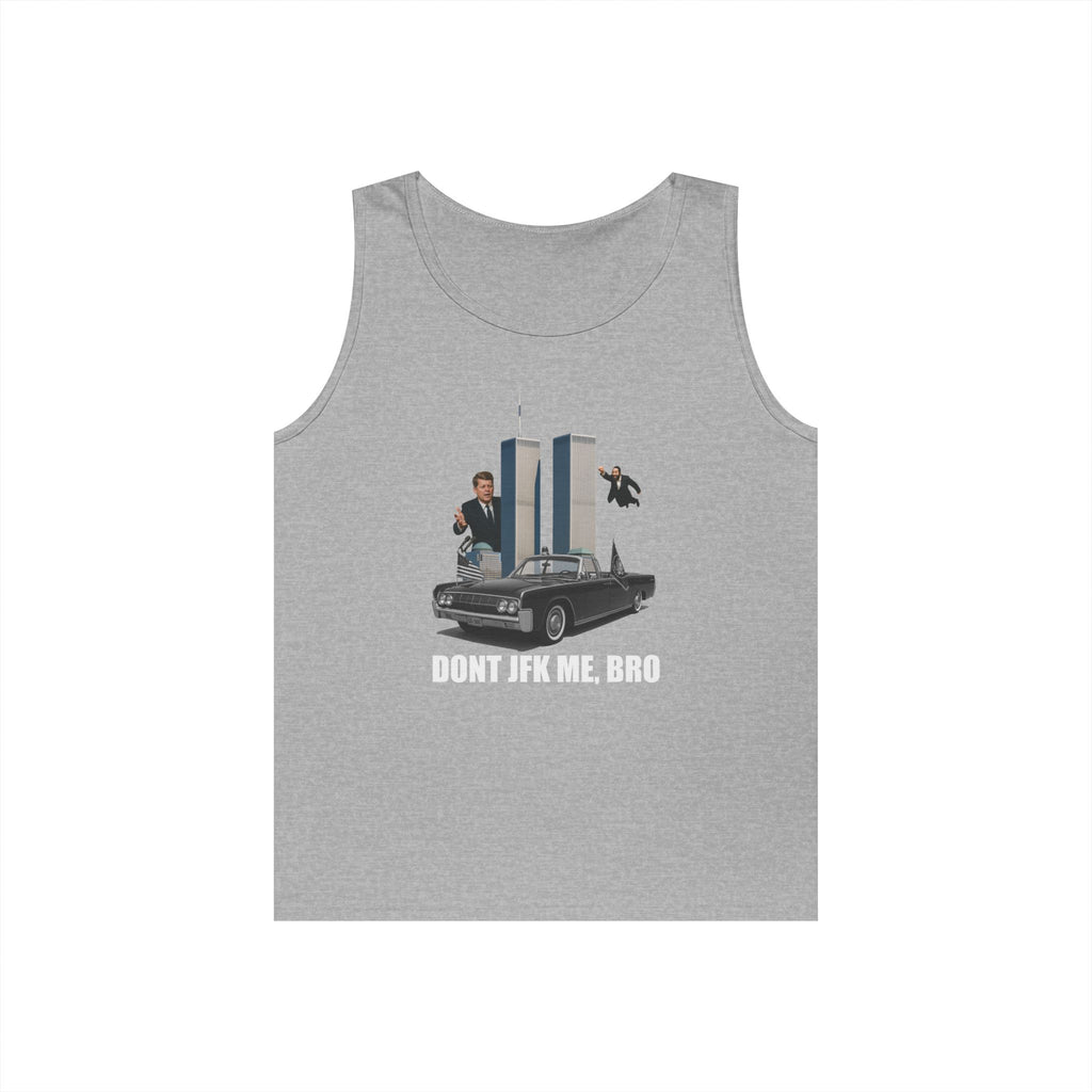 Men's Softstyle Tank Top - "DON'T JFK ME, BRO" - Casual Summer Graphic Tee for Him