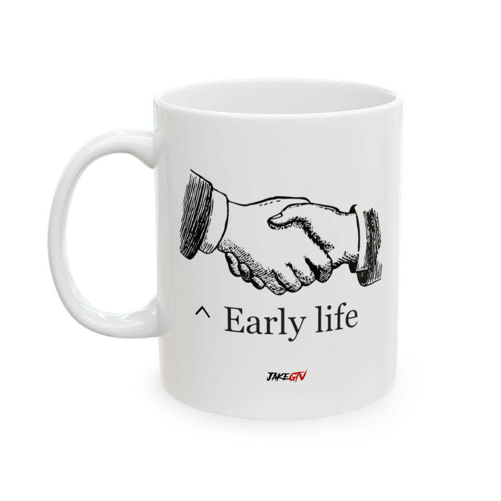#0001 Noticer Mug - "Early Life" WikiPedia Ceramic Coffee Cup (11oz, 15oz)