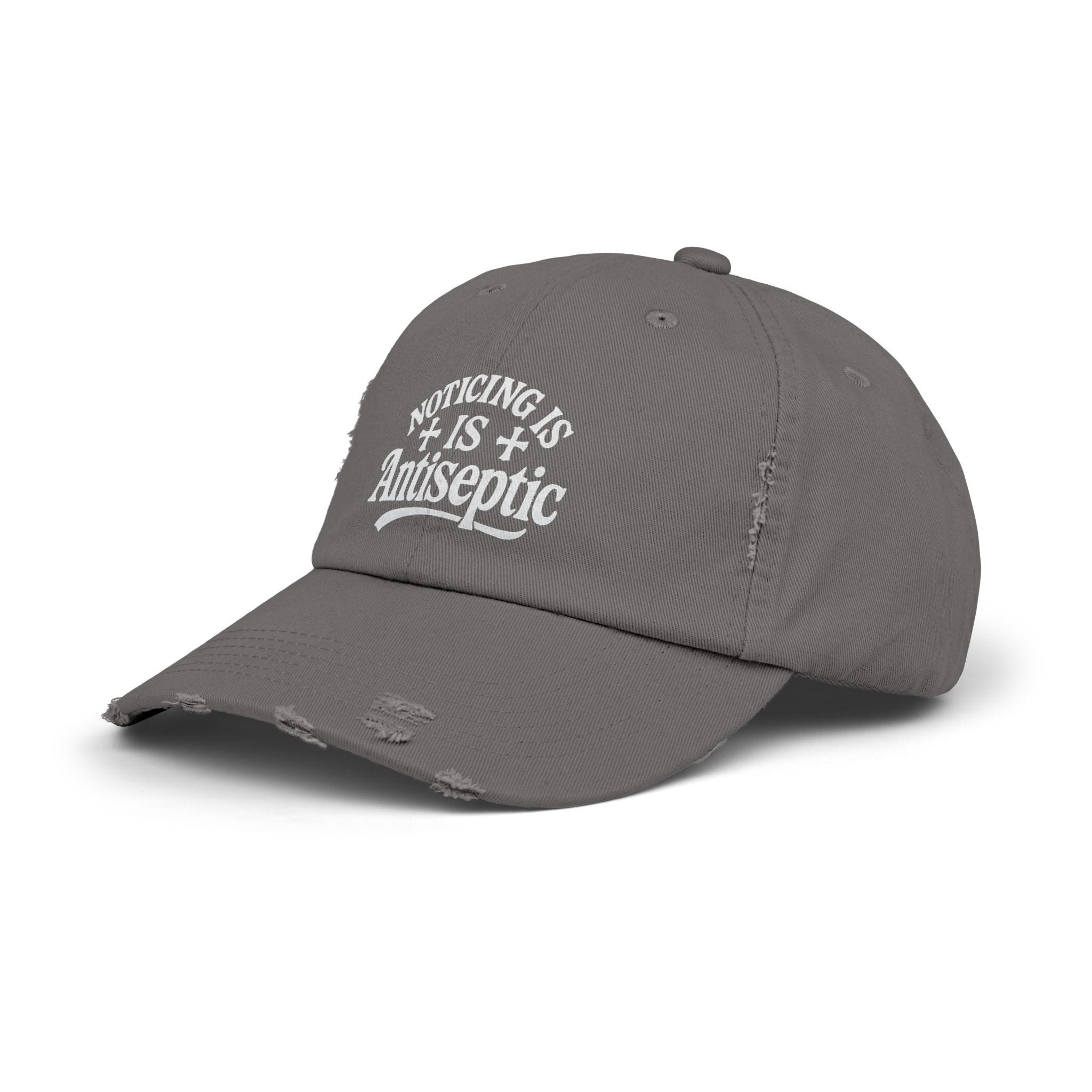 'Noticing Is Antiseptic' #002 Distressed Black Cap - TGL Staple Hat